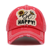 "Be HAPPY" Vintage Cap