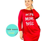 Wife. Mom. Boss. Pocket Dress