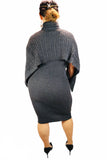 Turtleneck Curve Sweater Dress 2 Piece