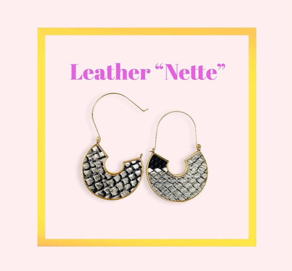 Leather “Nette” Wire Hook Earrings