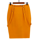 Mustard Gold Suspender Pencil Skirt