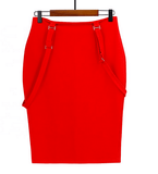 Red Suspender Pencil Skirt