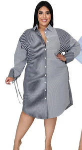 Striped Button Down Shirt Dress