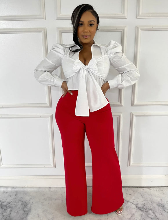 High waisted trousers  Red wide leg pants, Fashion, Red wide leg trousers